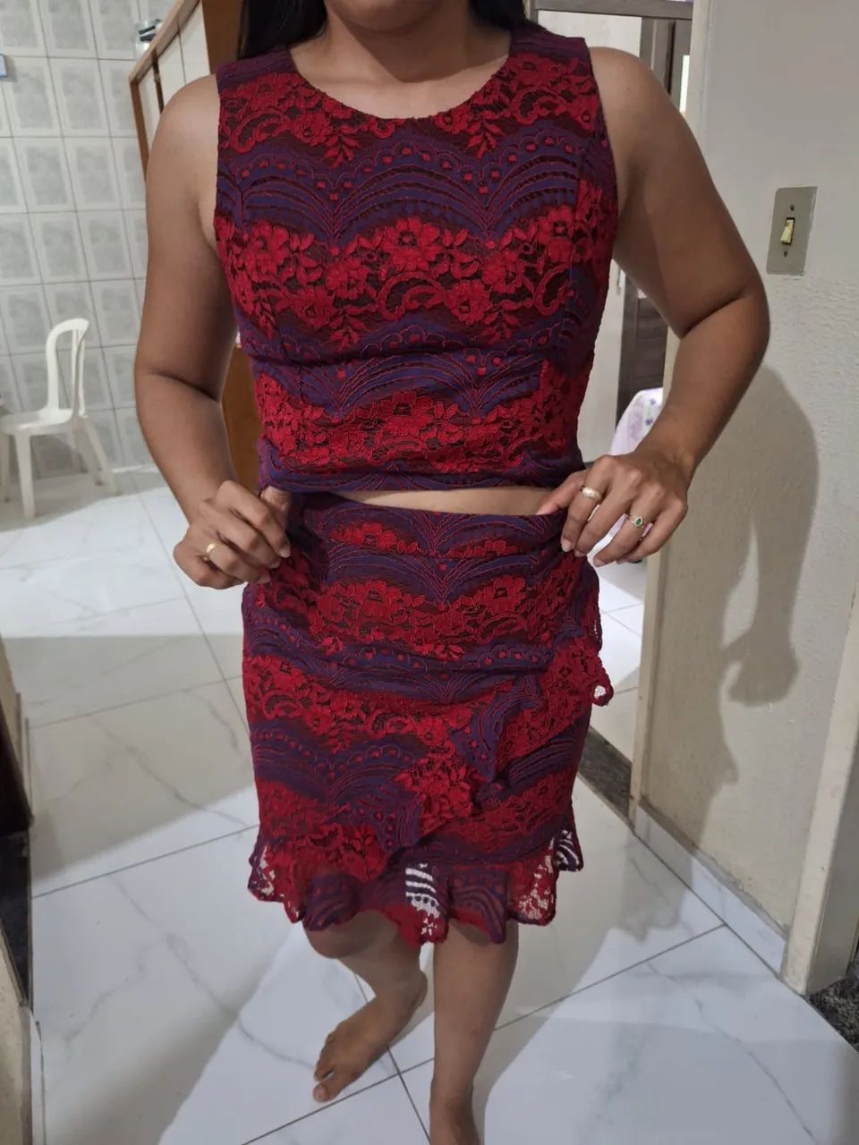 Conjunto em renda bicolor - Foto 3