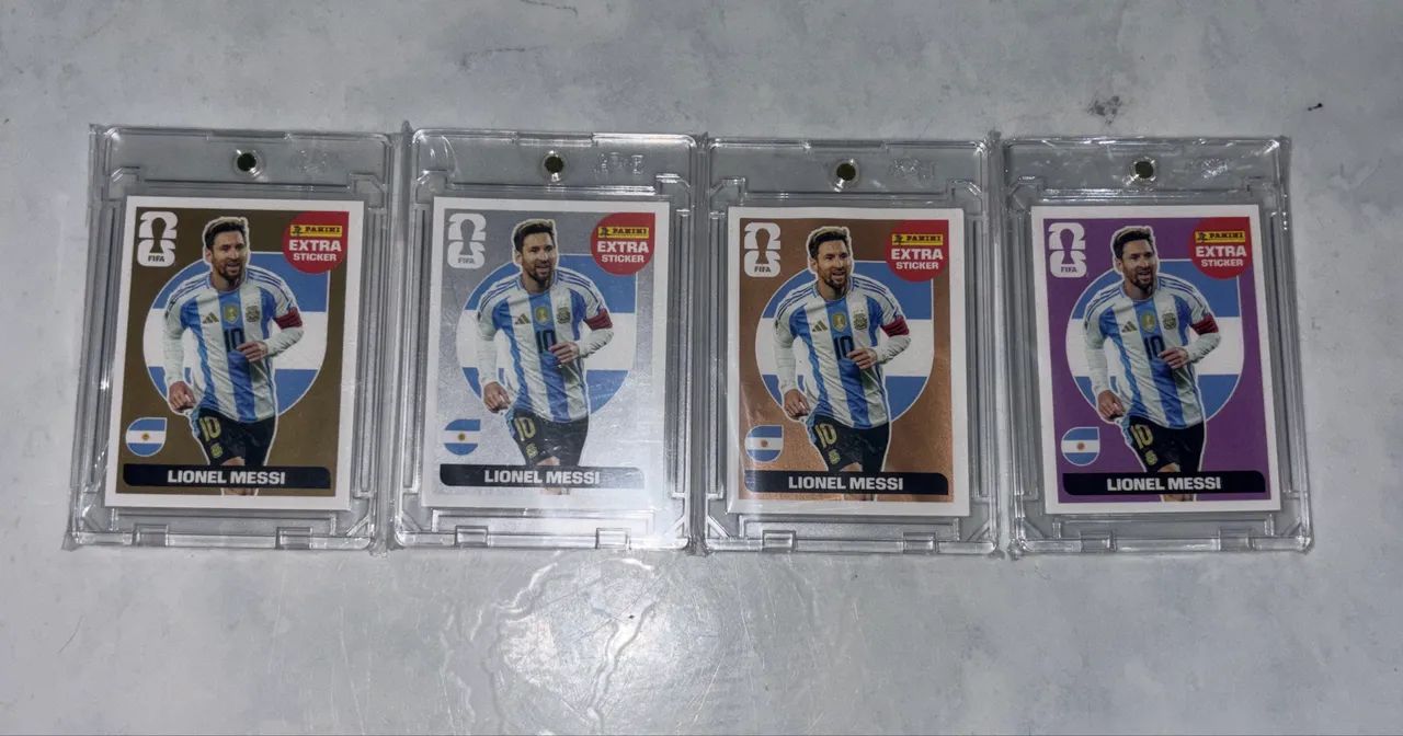 KIT 4  FIGURINHAS EXTRA MESSI ORIGINAL PANINI NA CASE