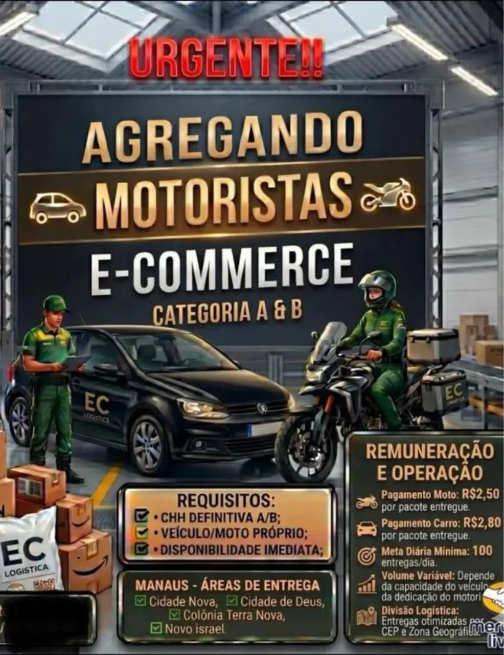 Motorista E-commerce CAT A/B