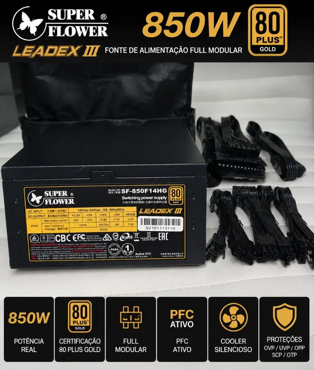 FONTE SUPER FLOWER 850W 