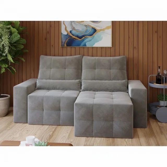 Sofá retratil e reclinavel Livia cinza (Pagamento só na entrega) - Foto 2