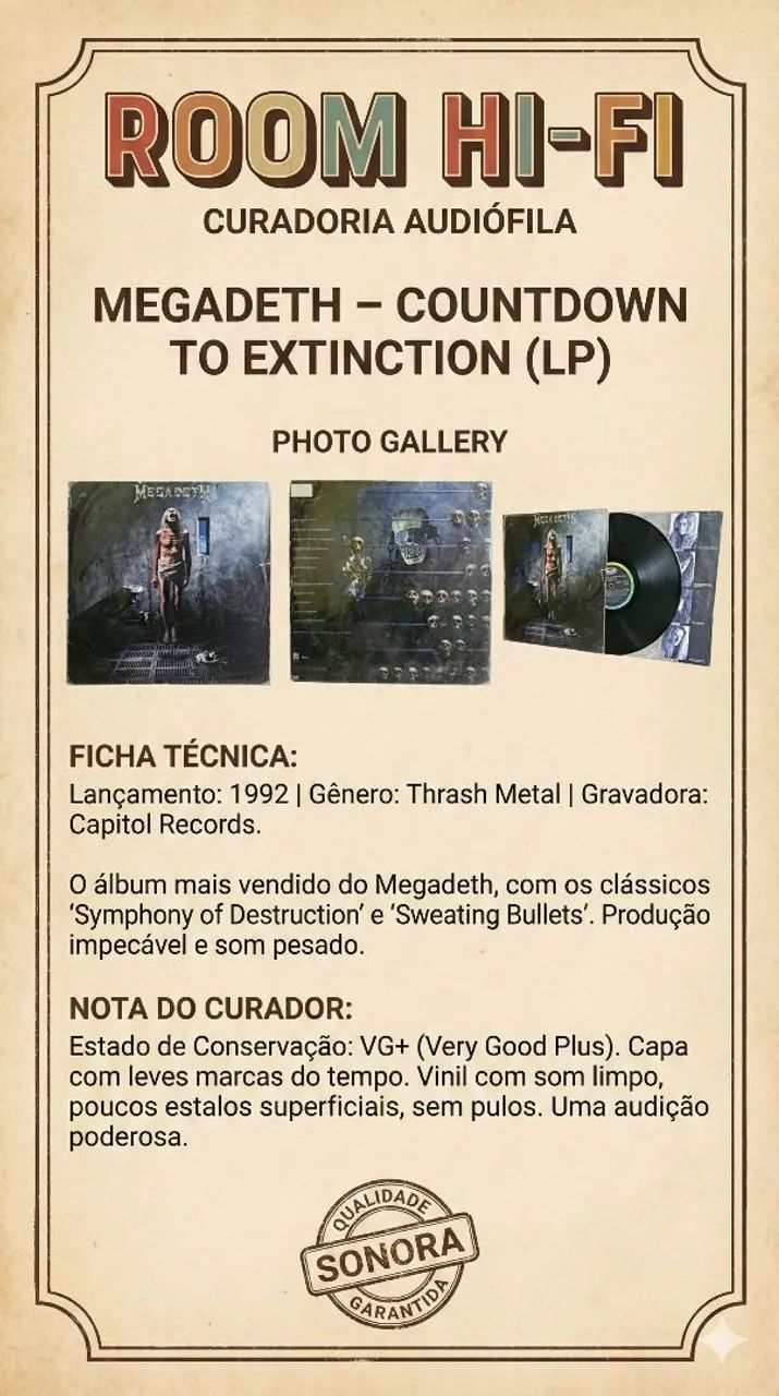 Lp Vinil Megadeth - countdown to extinction (1992)