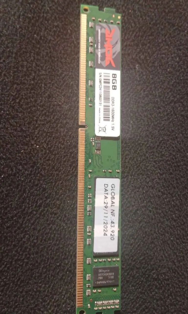 Memória ram ddr3 8gb 1600mhz