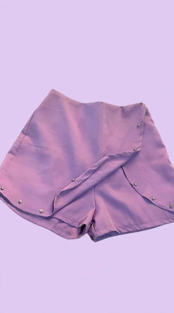 Short saia lilás com Strass-TAM M 