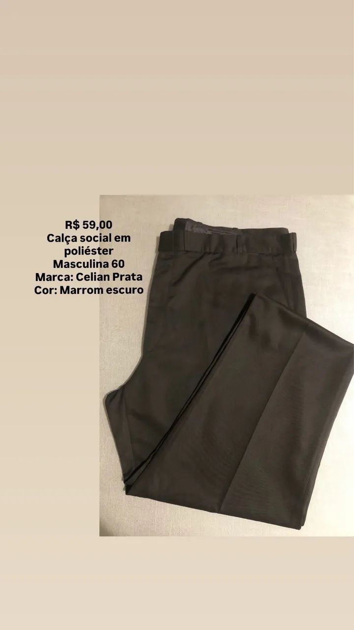 Calça Social Masculina número 60 (marrom) - Foto 2