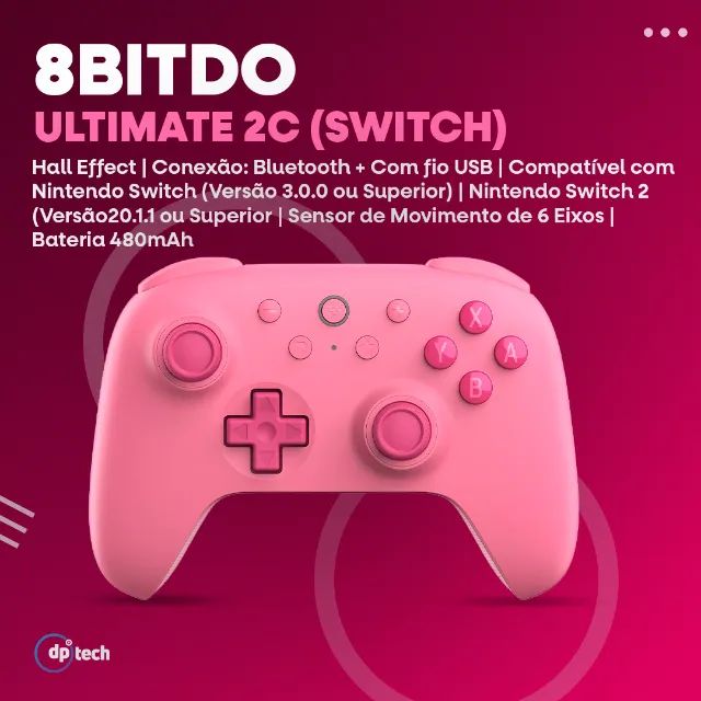 Controle 8BitDo Ultimate 2C Bluetooth | Nintendo Switch/2 | Hall Effect -Entrega Grátis-