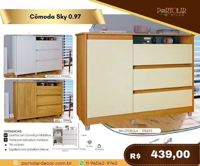 Cômoda Sky 0.97, a pronta entrega 