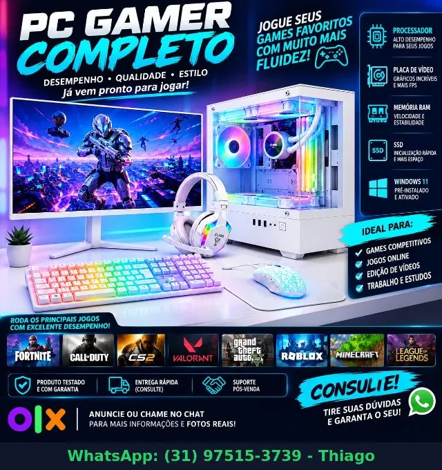 Pc Gamer em Promoção amd e intel Rtx 16gb 