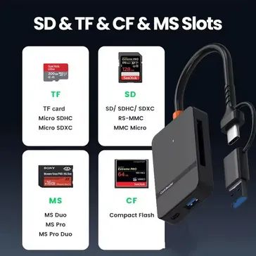 Leitor de cartão 8 em 1 USB3.0 e USB C  - Foto 3