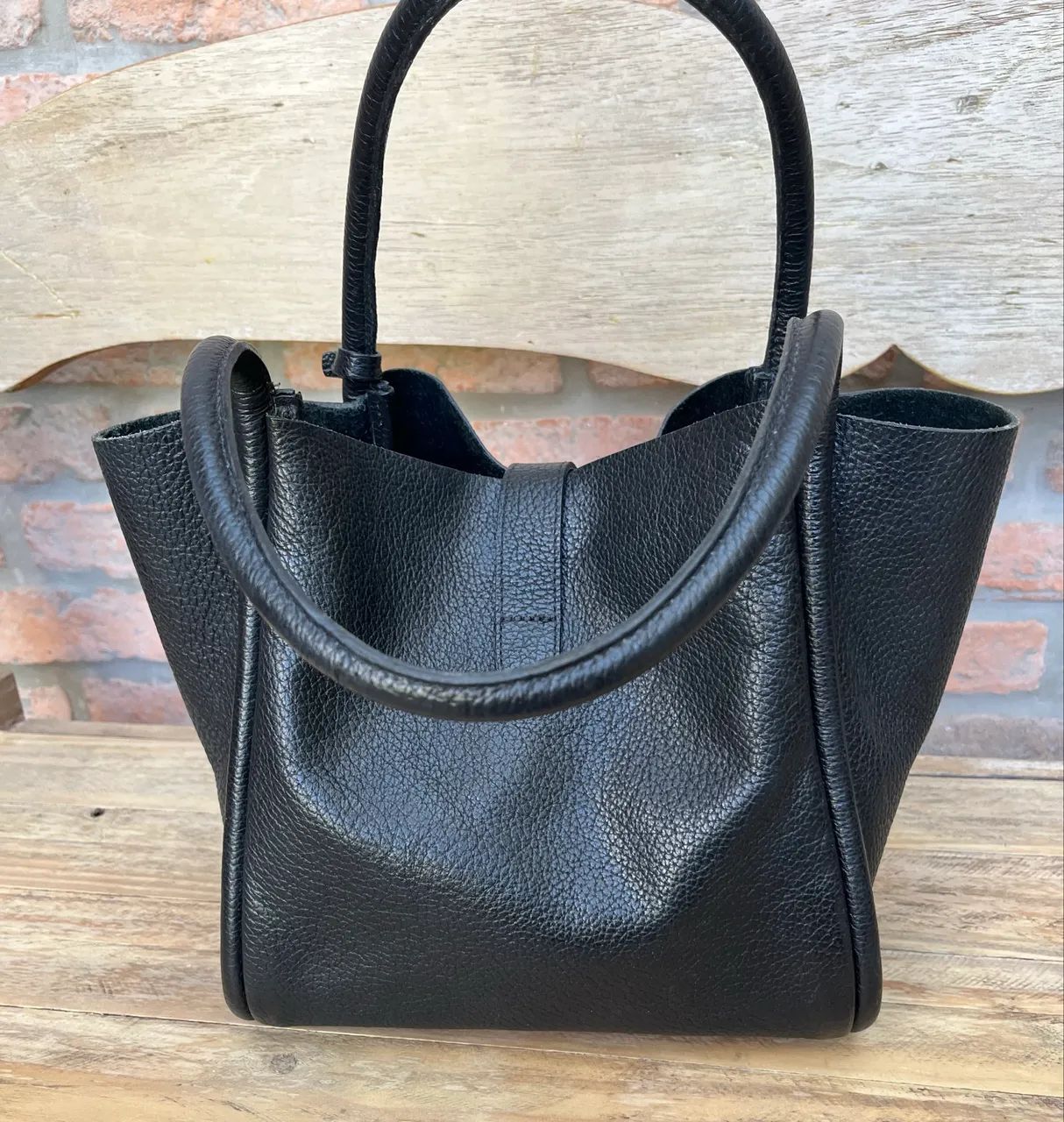 Bolsa de couro preto - Foto 2