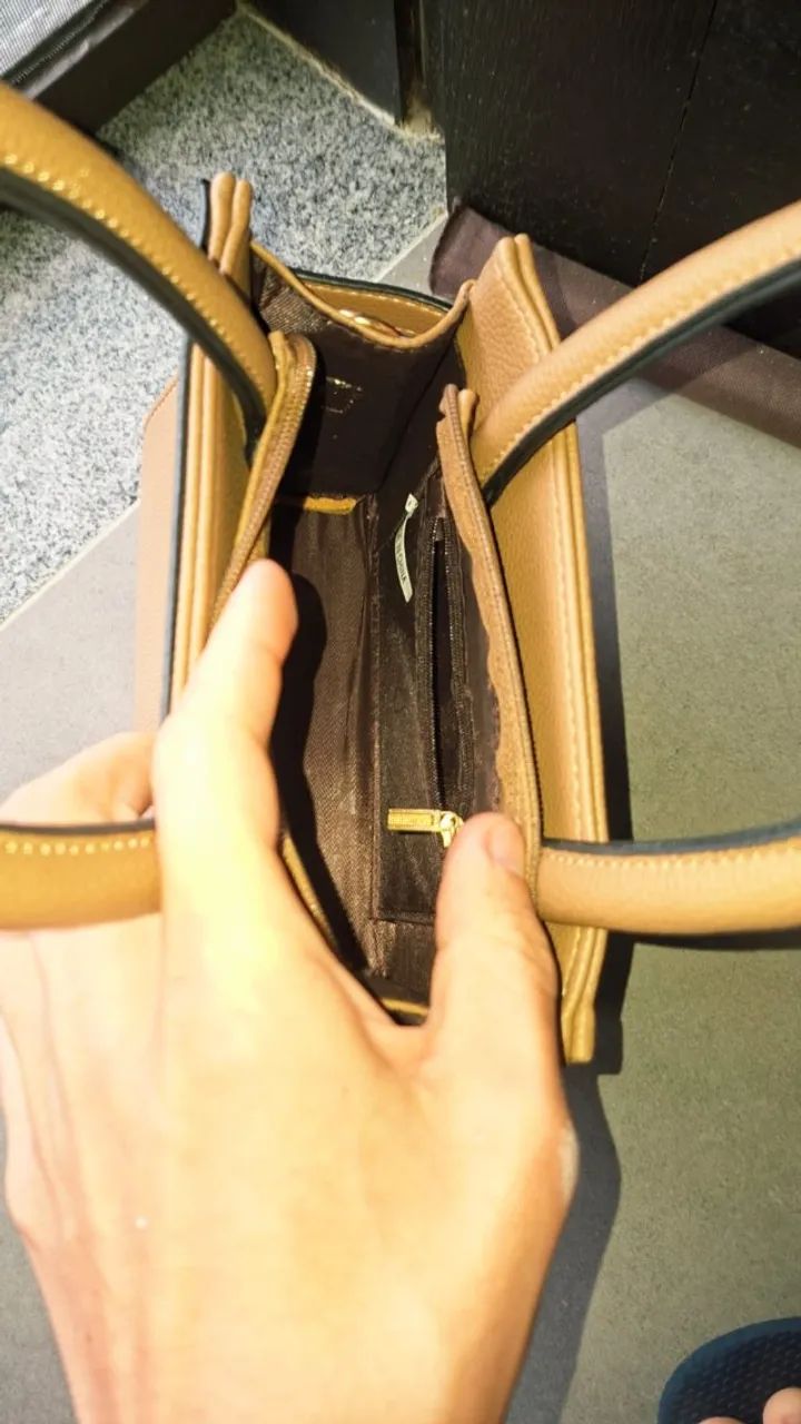 Bolsa pequena de tecido que imita couro - Foto 2