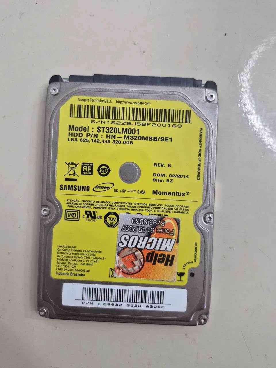 HD 320 GB sata Samsung para notebook