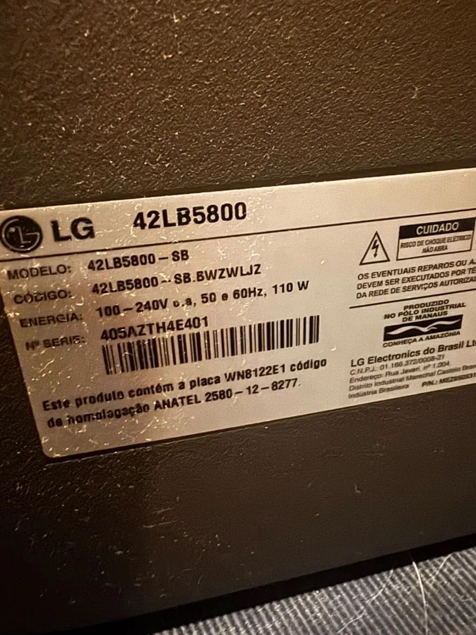 Vendo TV LG 42 Polegadas para retirada de Peças