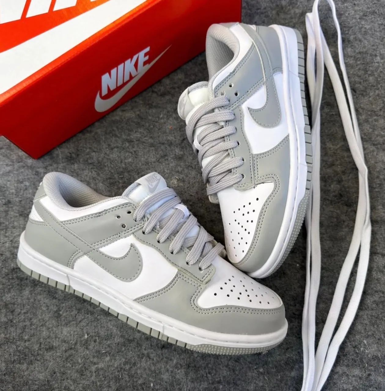 Tênis dunk cinza e branco 34 ao 43