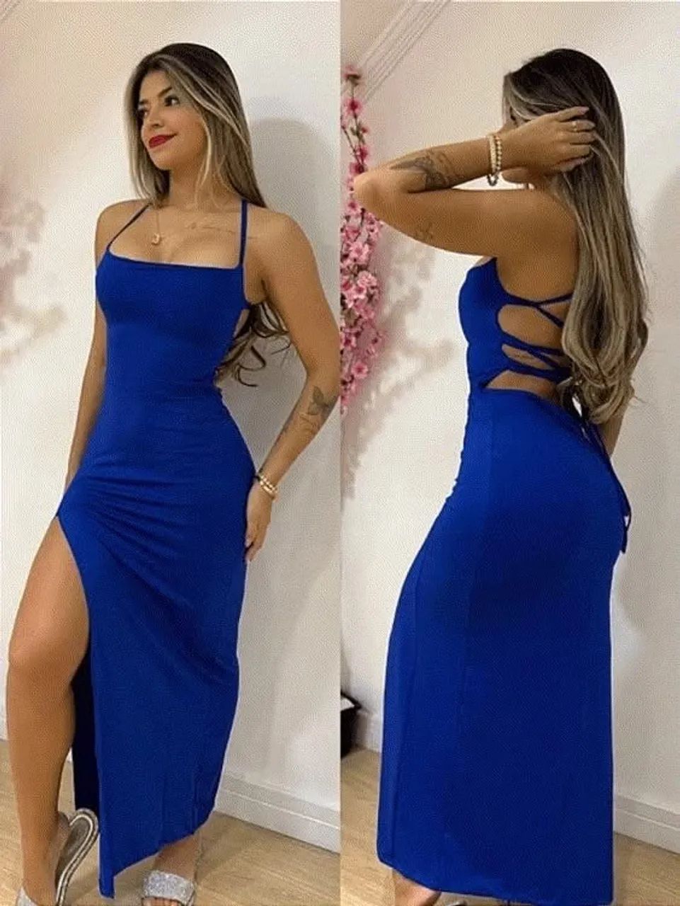 Vestido longo azul royal 