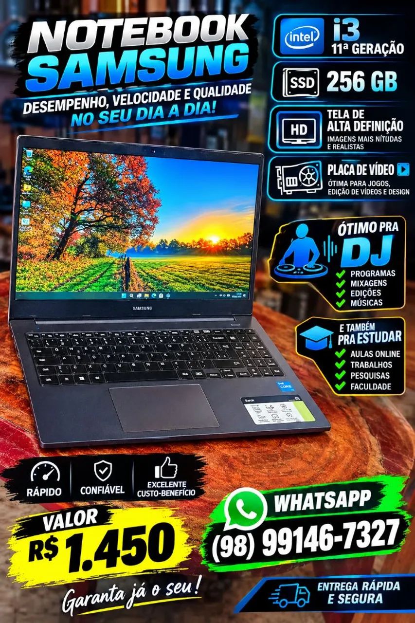 i3 11° Ger.SSD 256 ÓTIMO PRA DJ E ESTUDAR 