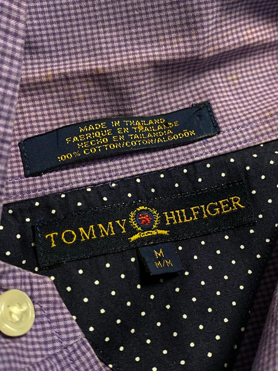 Camisa Tommy Hilfiger Vintage 100% Algodão Lilás - Tam. M - Foto 5