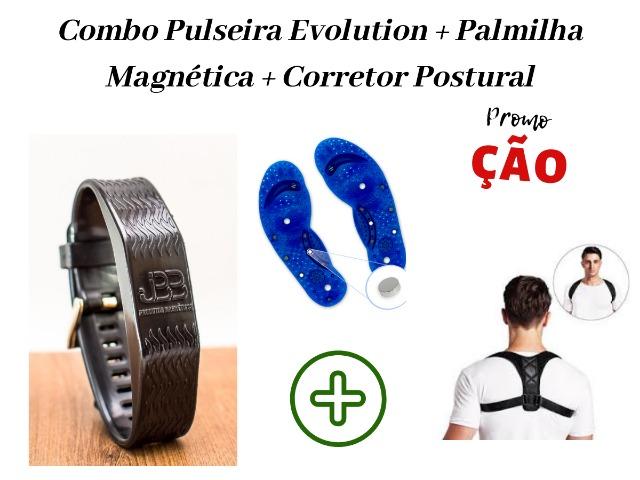 Combo 1 Pulseira Magnética Jbb Evolution + 1 Palmilha Mag + 1 Corretor Postural