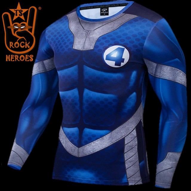 Camisa de Compressão Quarteto Fantástico Manga Longa Rashguard Elastano - Foto 2