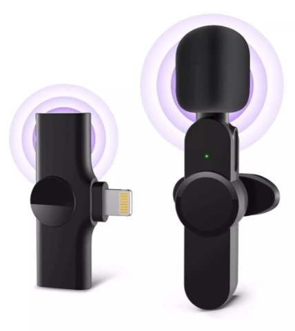 Microfone Lapela Wireless Sem fio para Iphone Ipad Lightning Plug