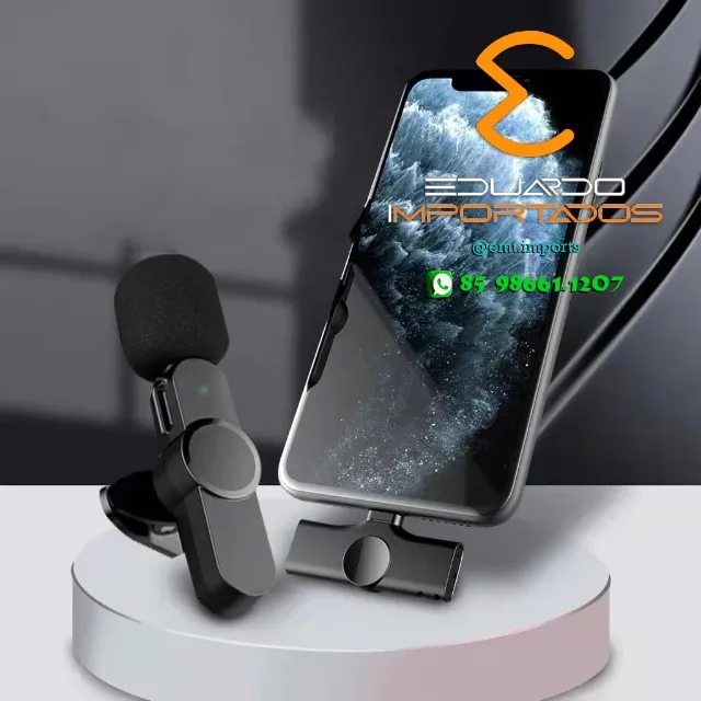 Microfone de Lapela Sem Fio Vlog k9 Tipo C