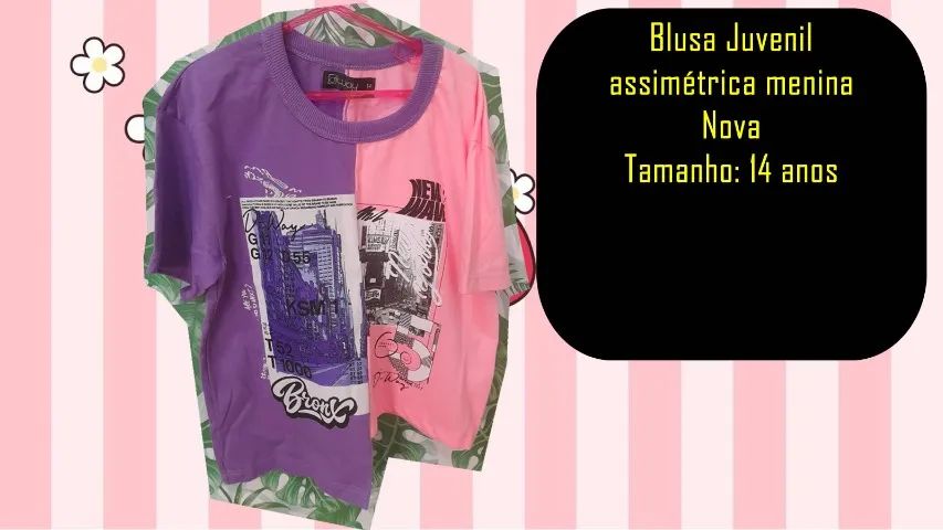 Blusa Juvenil assimétrica menina Nova Tamanho: 14 anos