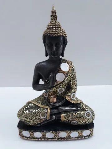 1 buda de resina na cor verde/dourado - 1 buda indu de resina - novos - na caixa