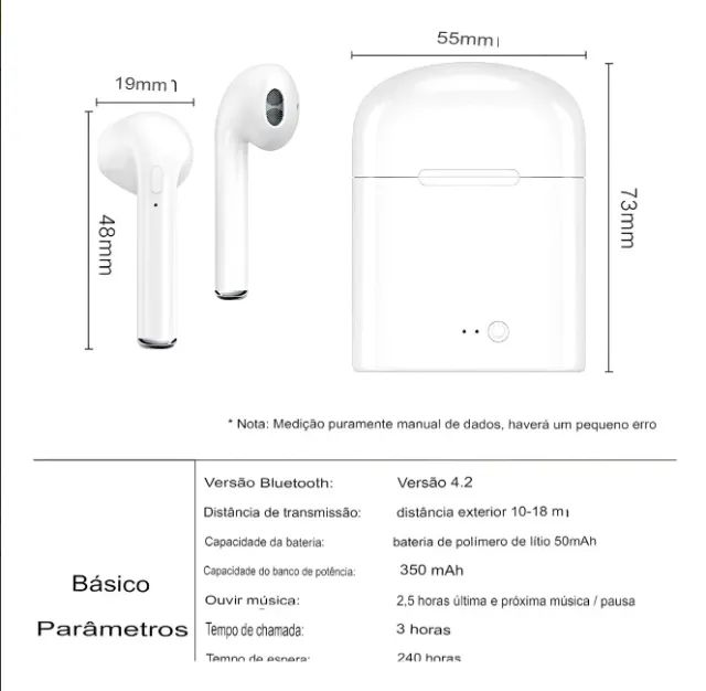 Fone de Ouvido Sem Fio Bluetooth I7 - Foto 4