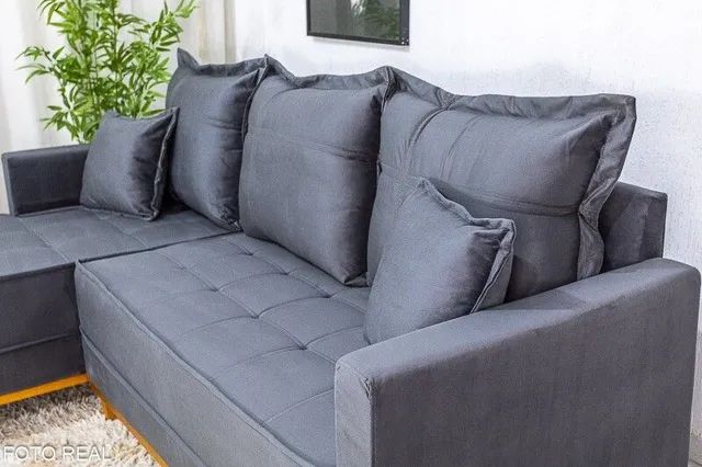 SOFÁ 2,30CM  PÉS MADEIRA MACIÇA COM CHAISE!!! R1725U - Foto 4