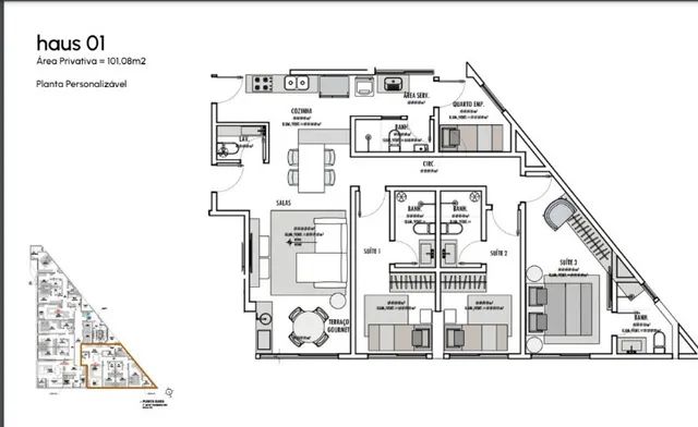 Edifício Haus Petrópolis - Apto 3/4 com 3 suítes de 101 m², 2 vagas por 974.240, Natal - Foto 3