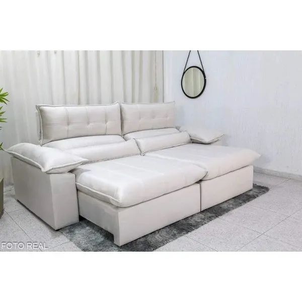 Sofá Retrátil Reclinável 2.50m Prata D33 e Molas Ensacadas rf65  - Foto 3
