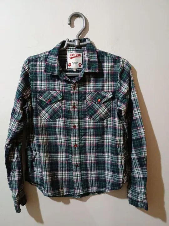Camisa de botão flanelada original Hot dog tamanho 14 