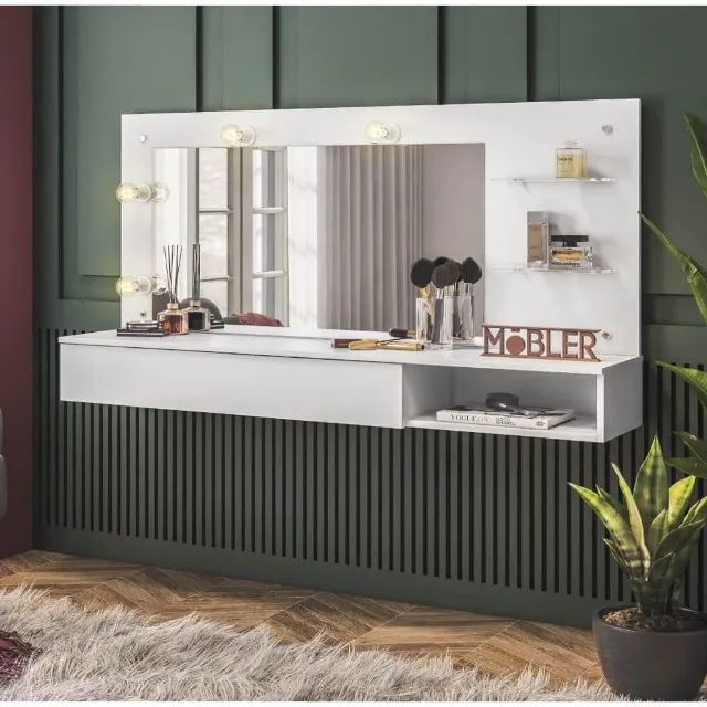 Camarim Penteadeira Suspensa Lumiere Branco Fosco Frete Grátis Até 12 X