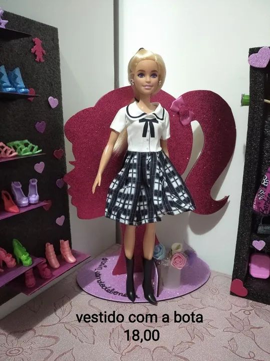 Roupa Barbie com vestido e sapato - Foto 2