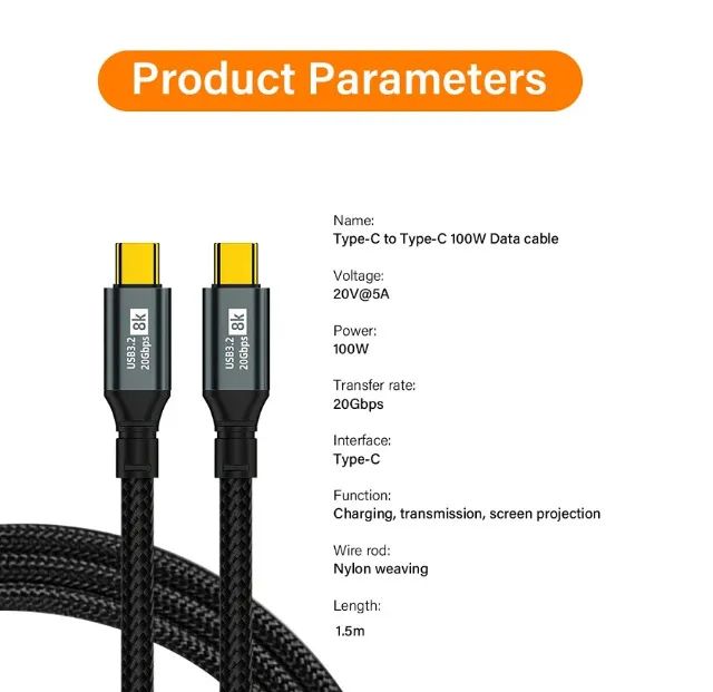 Cabo Usb C 3.2 PD100W 8k 20Gbps 1,5 Metros  - Foto 5
