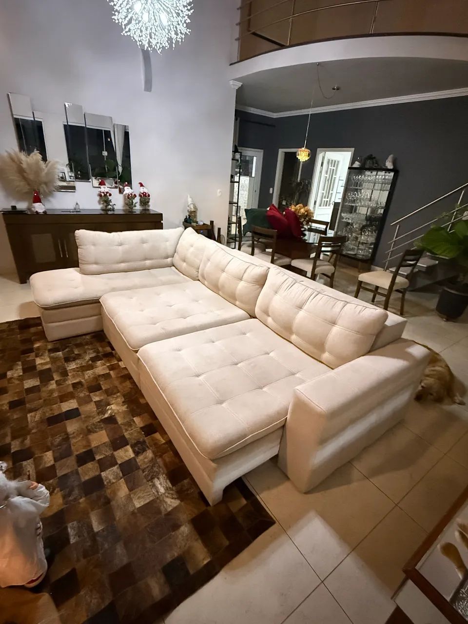 Sofá retrátil 5 lugares com divã esquerdo. Fabrispuma. 3,10 m.