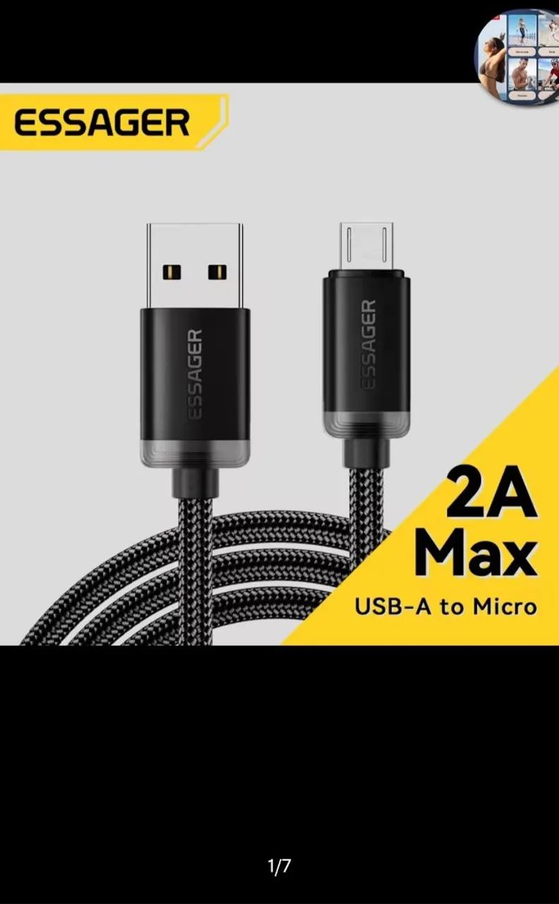 Cabo USB Lightning 2.4A Fast Charger Essager - Foto 2