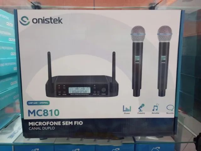 Kit 2 Microfones Sem Fio Profissional Amplificador Dinâmico UHF64842078524675120
