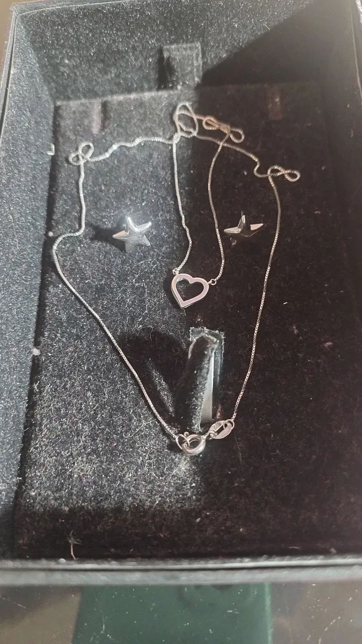 Conjunto de Colar e Brincos em ouro 18k branco ji - Foto 3