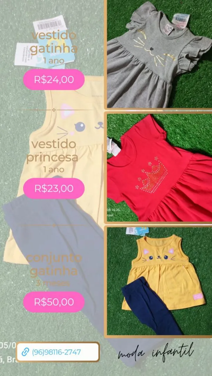 Roupas infantis novas apreço de banana