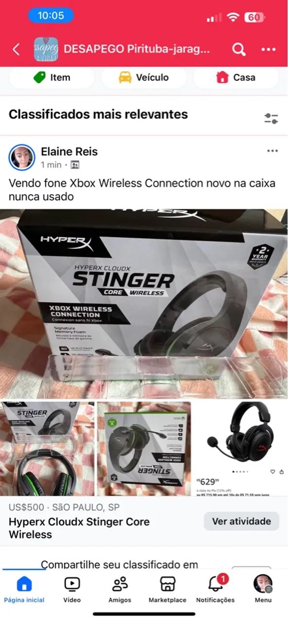 Fone HyperX CloudX Stinger Core Wireless para Xbox