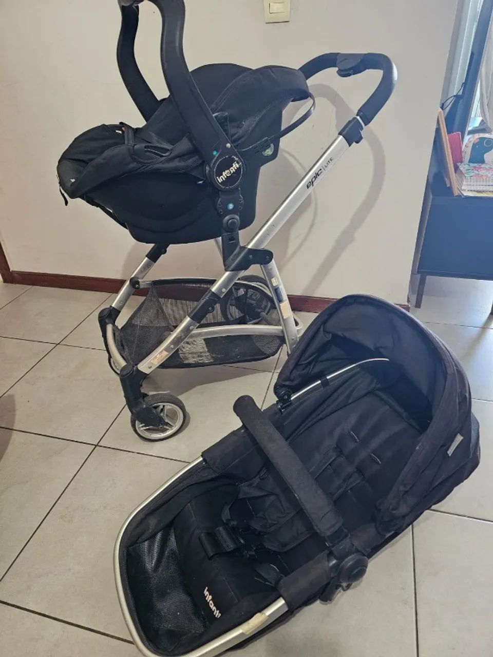 Carrinho bebê INFANTI EPIC LITE completo (Moisés + Bebê Conforto) - Foto 5