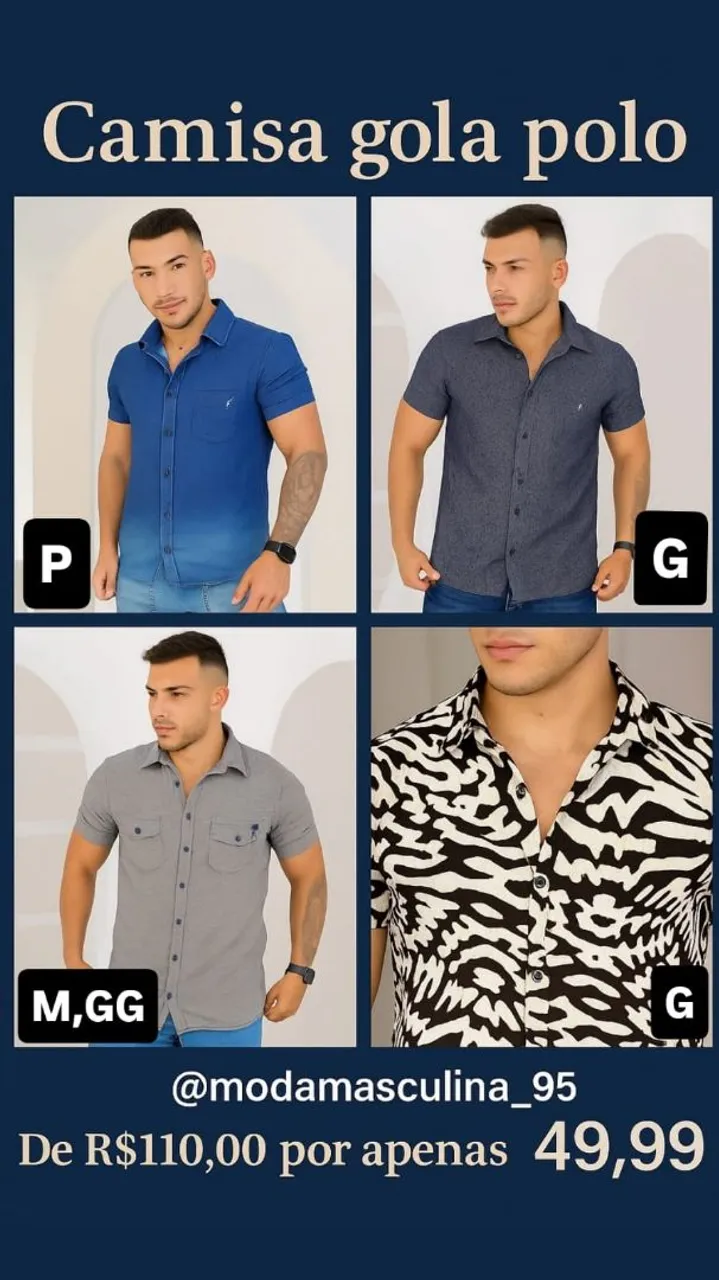 Camisa Gola Polo Masculina - Diversas Cores e Tamanhos