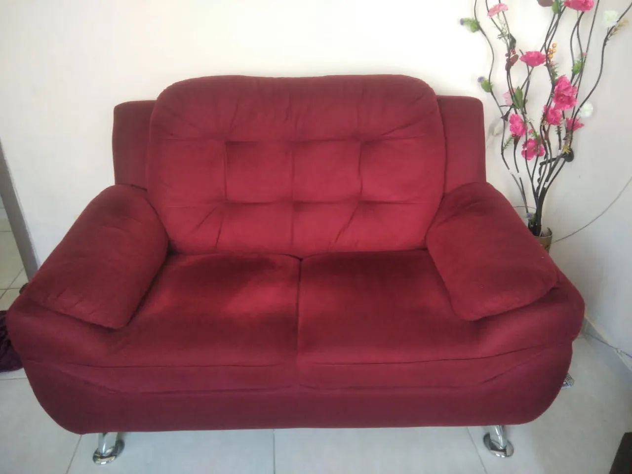 Sofá 3 e 2 lugares vermelho - Foto 4