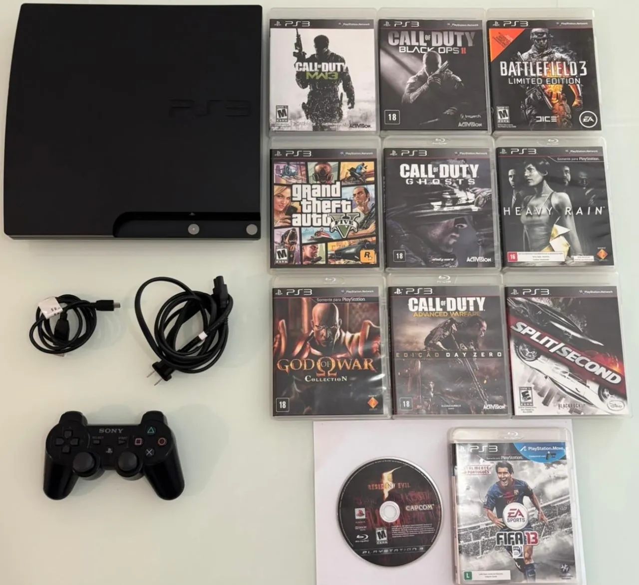 Playstation 3 Ps3 Slim Sony 120gb | Console + 11 Jogos (usado