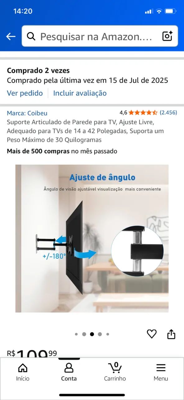 Suporte Articulado de Parede da marca Coibeu, Compatível com TVs/monitores de 14" a 42" - Foto 5