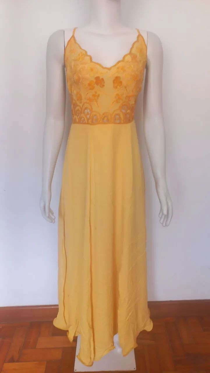 Vestido amarelo renda vintage P - Foto 5