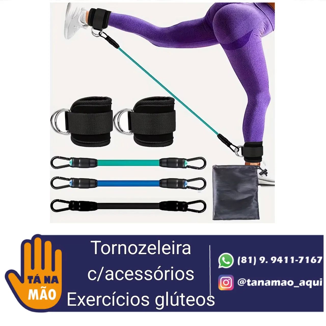 Tornezeleira com acessórios para exercícios glúteos