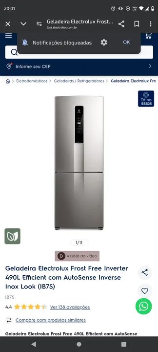 Vendo geladeira modelo IB7S nova 