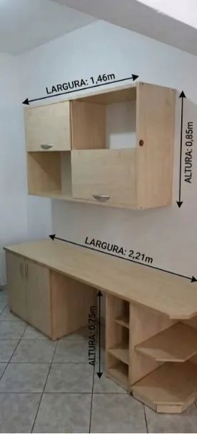 Conjunto para Escritório: Bancada + Armário Aéreo - R$ 350 - Foto 2